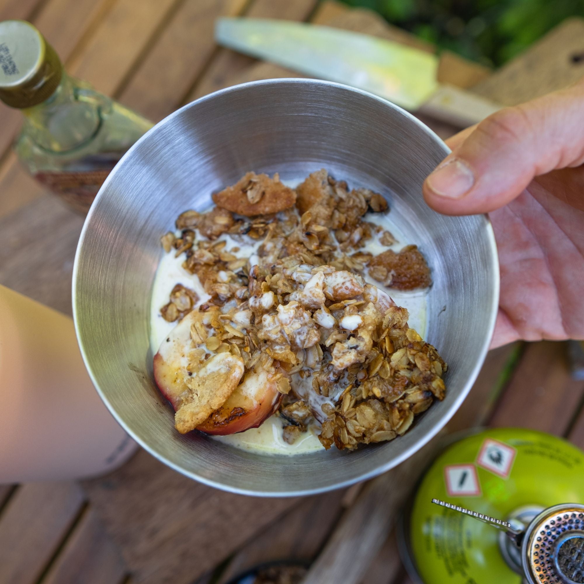 Fried Nectarine with Oat Crunch