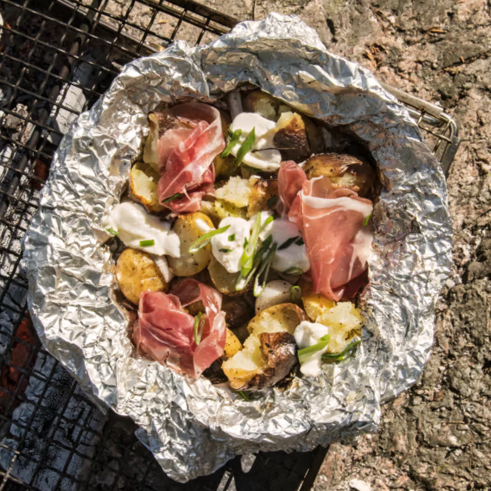 Campfire baked potatoes